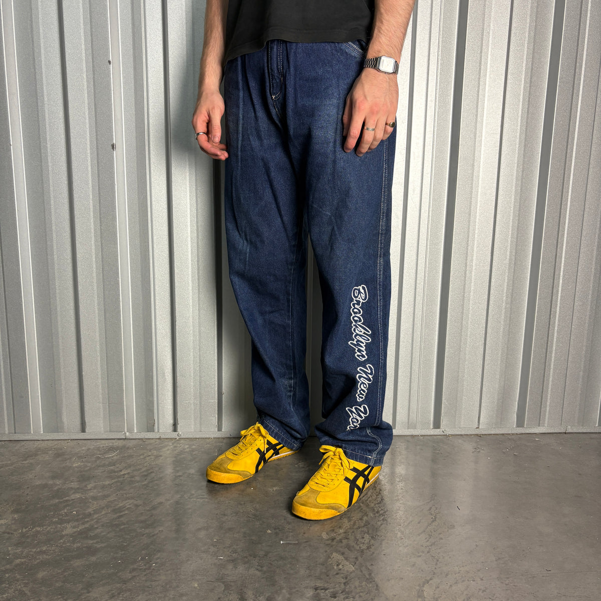 Karl Kani Blue Embroidered Japanese Denim Hip Hop Y2K Baggy Jeans - 31R