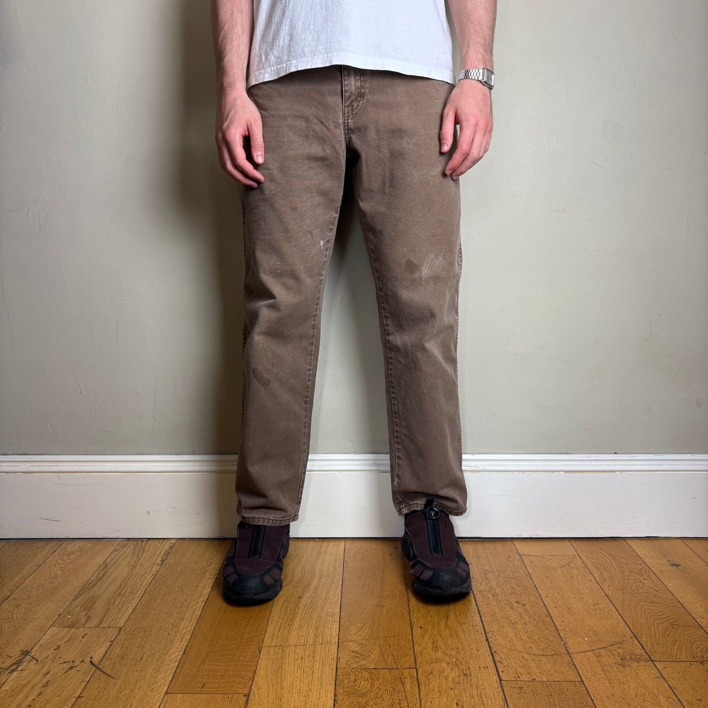 Vintage Dickies Brown Workwear Carpenter Baggy Trousers - 32S