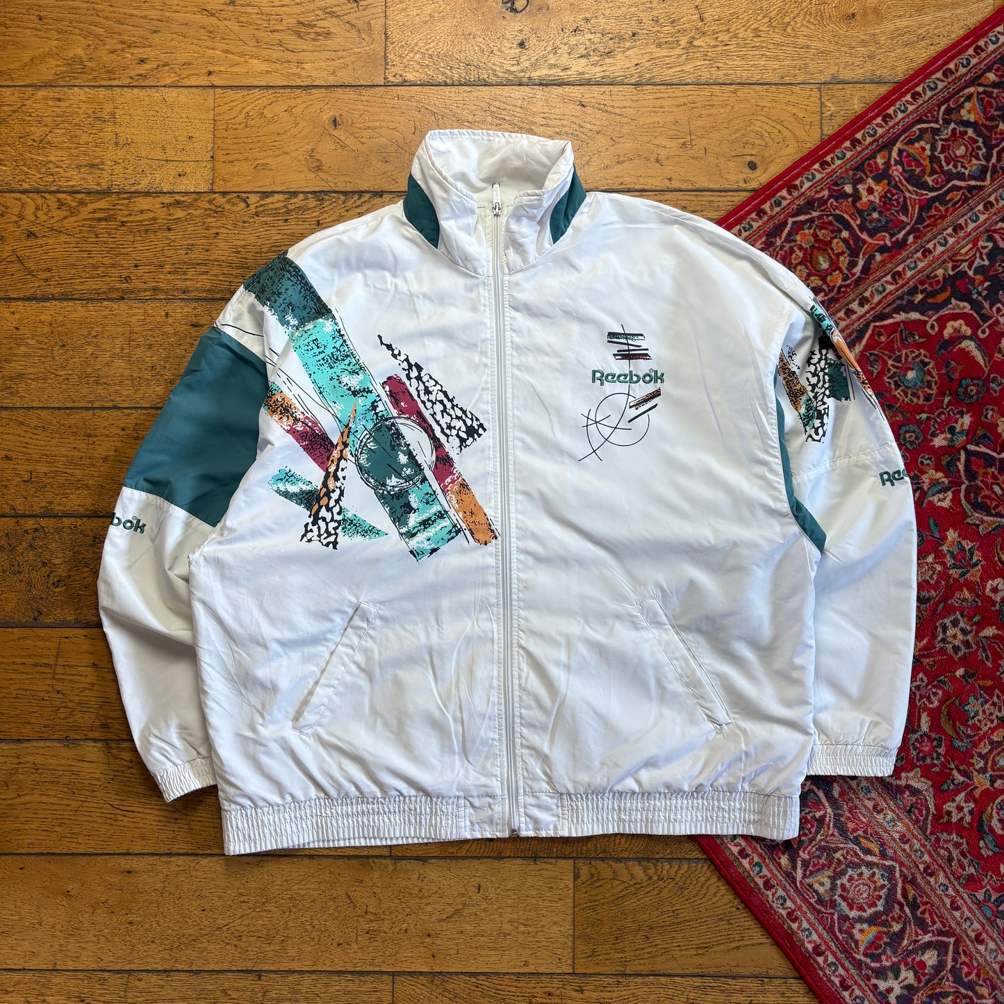 Vintage Reebok White Tracksuit Track Shell Windbreaker Jacket - XL