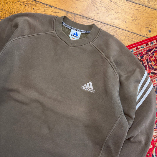 Vintage 90s Adidas Brown Embroidered Sweatshirt - XL