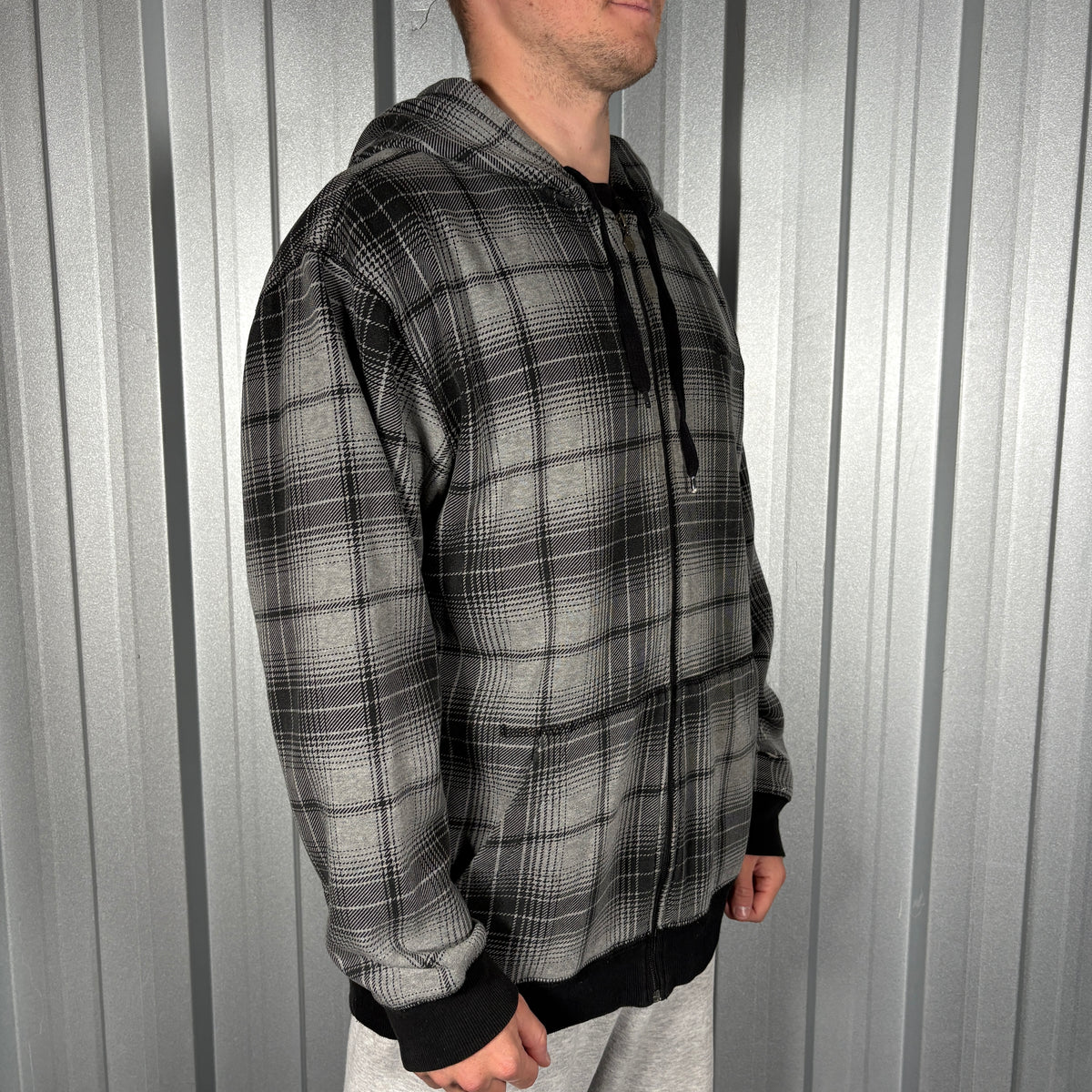 Southpole Black Plaid Hip Hop Y2K Check Zip Hoodie - 2XL