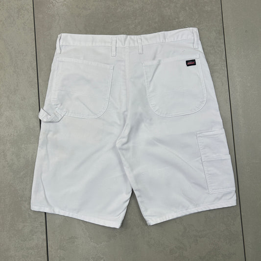 Vintage Dickies Workwear Carpenter White Baggy Shorts - 34