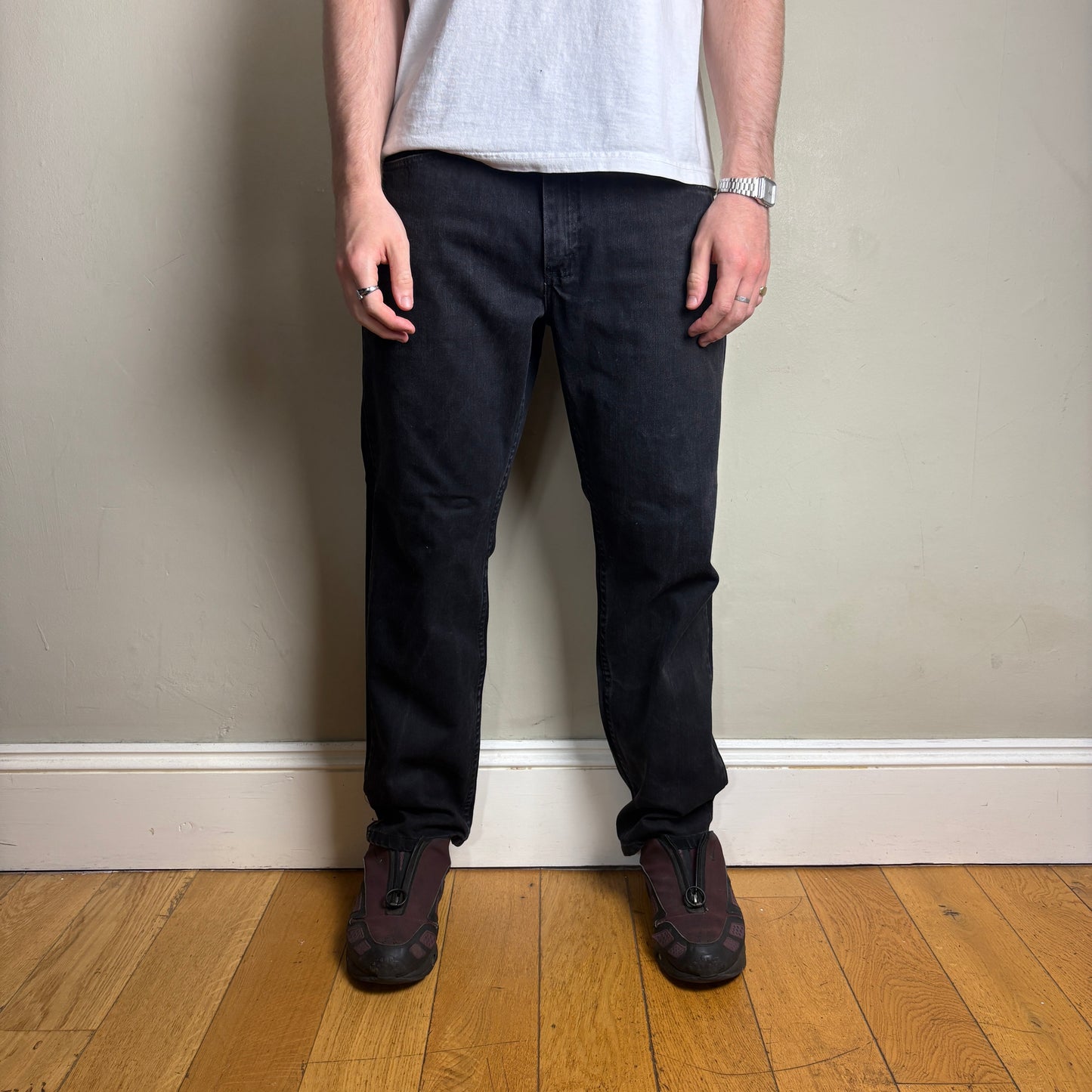 Vintage Lee Straight Black Denim Jeans - 36S