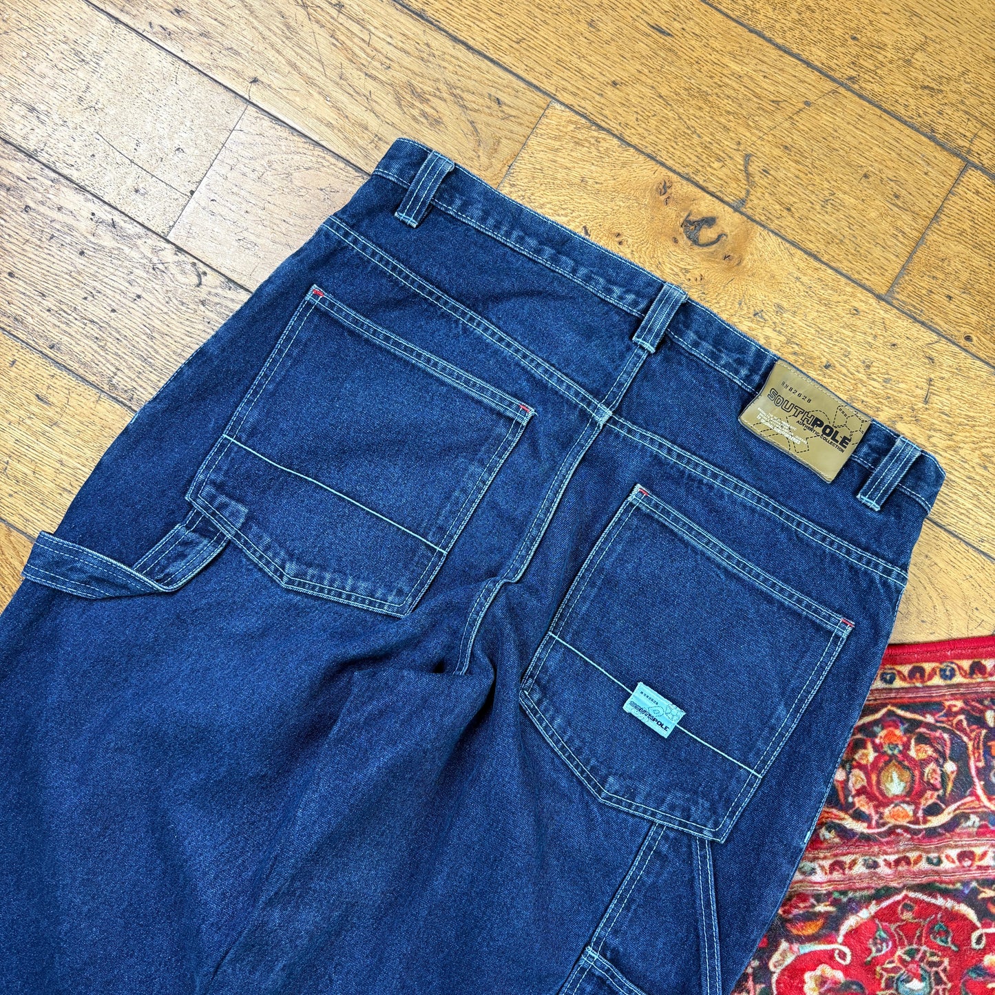 Vintage Southpole Blue Embroidered Y2K Hip Hop Baggy Jeans - 40