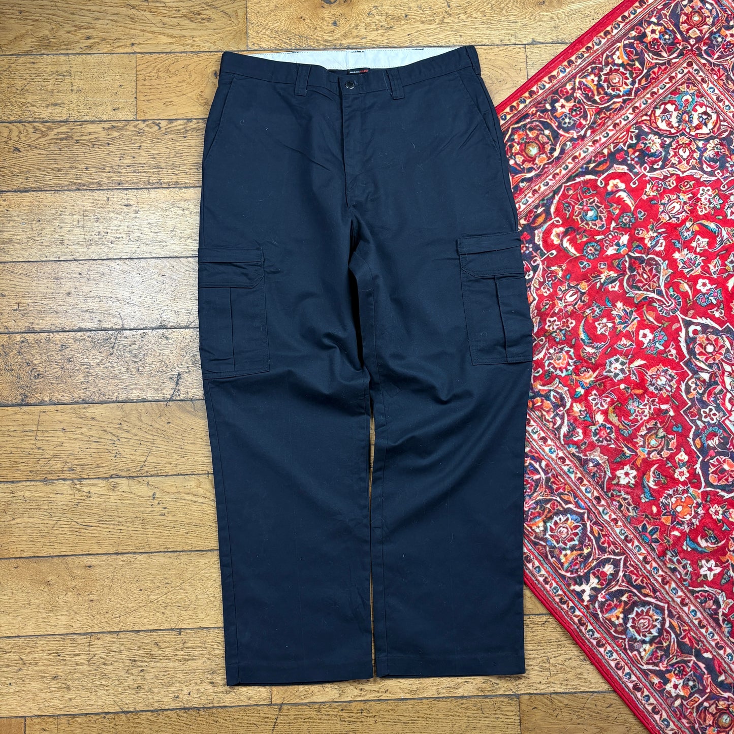 Vintage Dickies 874 Black Baggy Cargo Skate Trousers - 36
