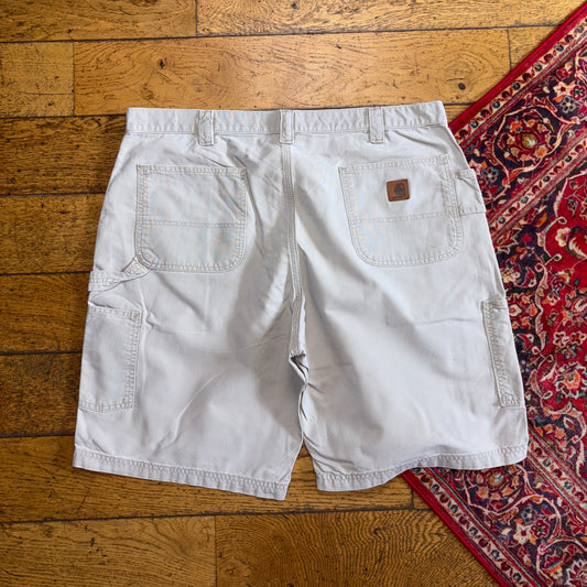 Vintage Carhartt Workwear Baggy Cream Carpenter Shorts - 40
