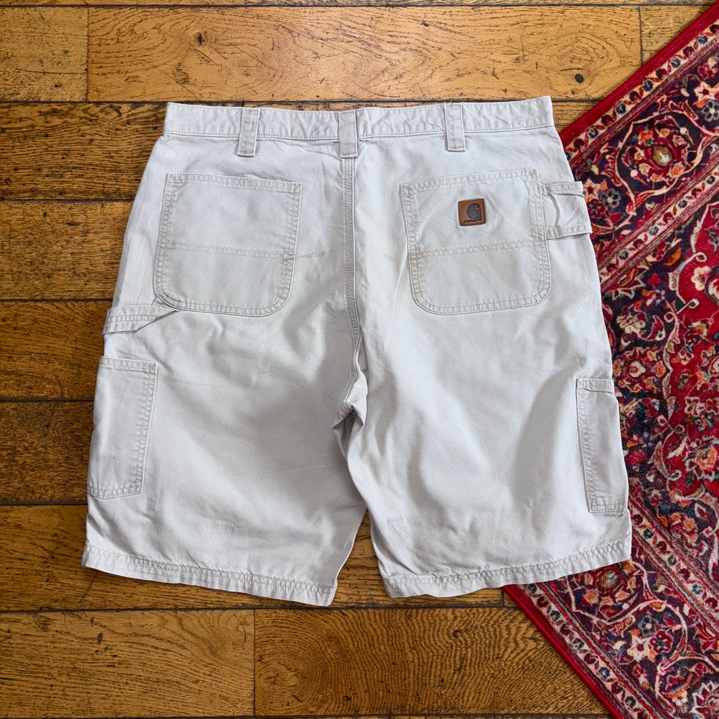 Vintage Carhartt Cream Workwear Baggy Carpenter Shorts - 38