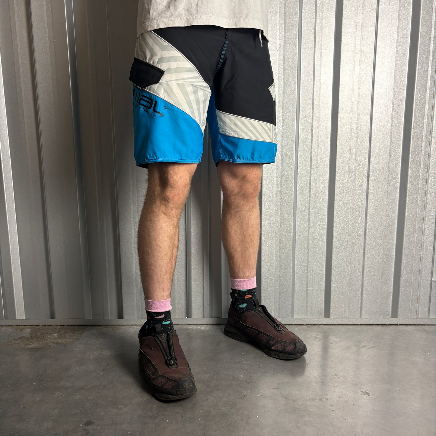 Vintage Animal Blue Black Surfwear Baggy Boardshorts Swimming Trunks - 30