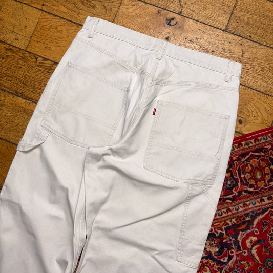 Vintage Levi's White Cream Carpenter Workwear Baggy Trousers - 35S