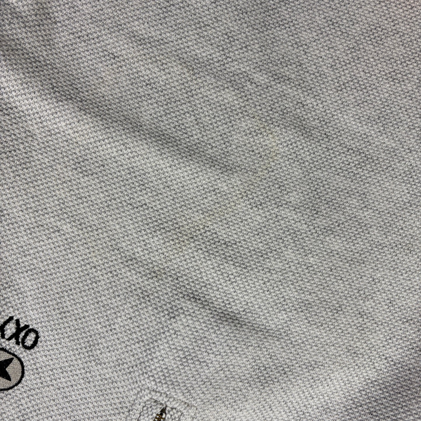 Vintage 90s Grey Quarter Zip Waffle Embroidered Sweatshirt - XL