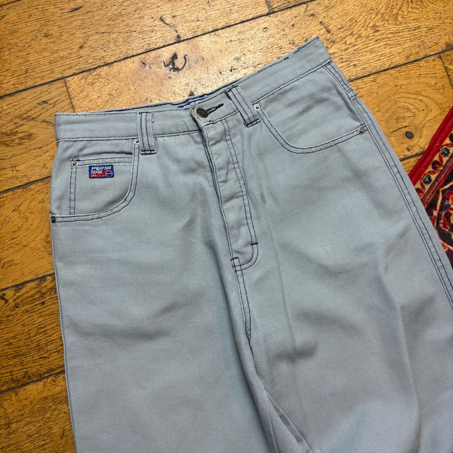 Vintage 90s Pepsi Max Grey Baggy Tapered Jeans - 30L