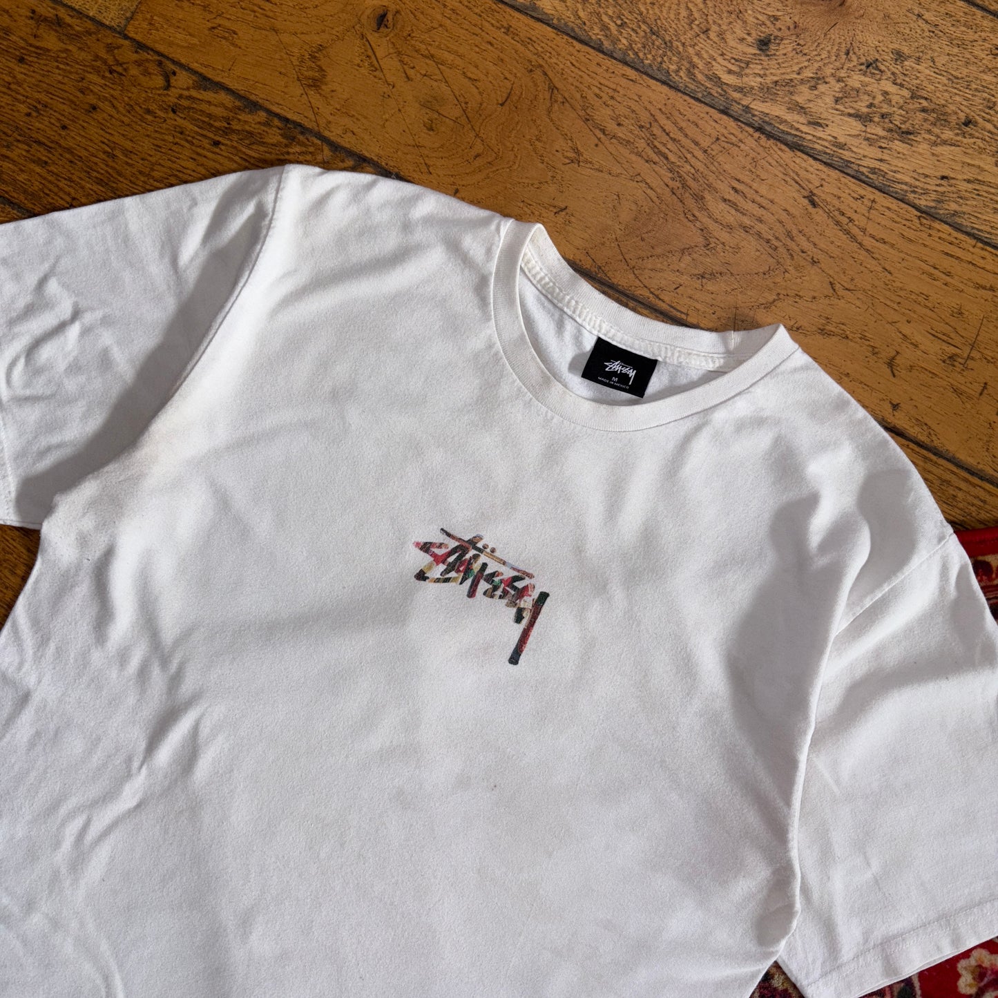 Vintage Stussy White Graphic T-Shirt - S