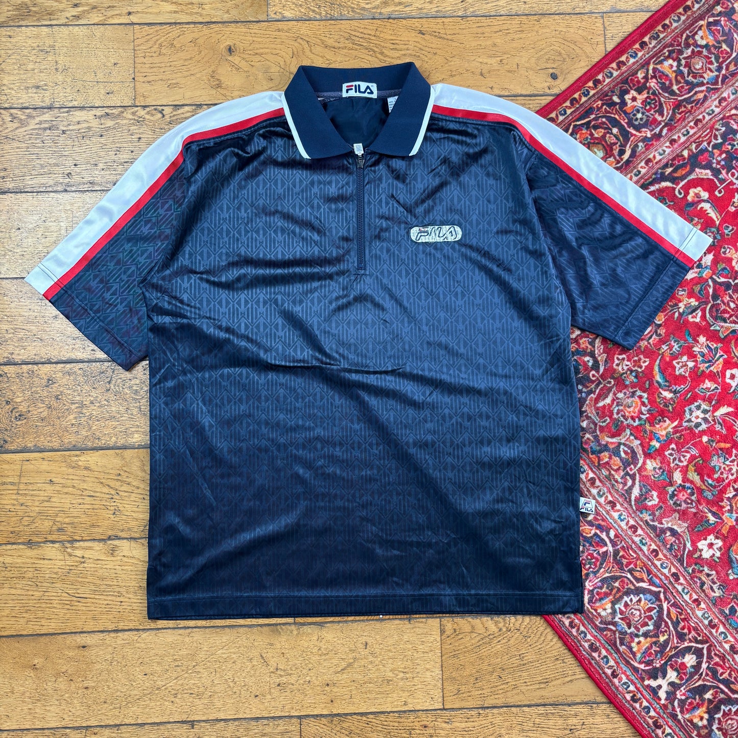 Vintage Fila Embroidered Navy Polo T Shirt - XL