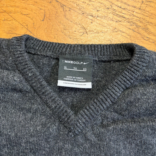 Vintage Nike Golf Wool Sweater Vest Chunky Knit Jumper - L