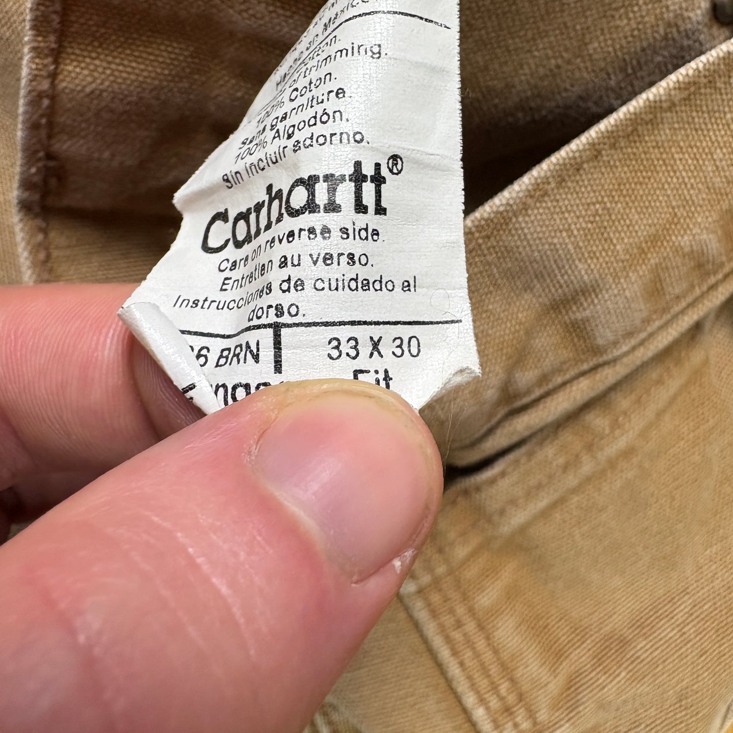 Vintage Carhartt Brown Double Knee Workwear Carpenter Baggy Trousers - 33