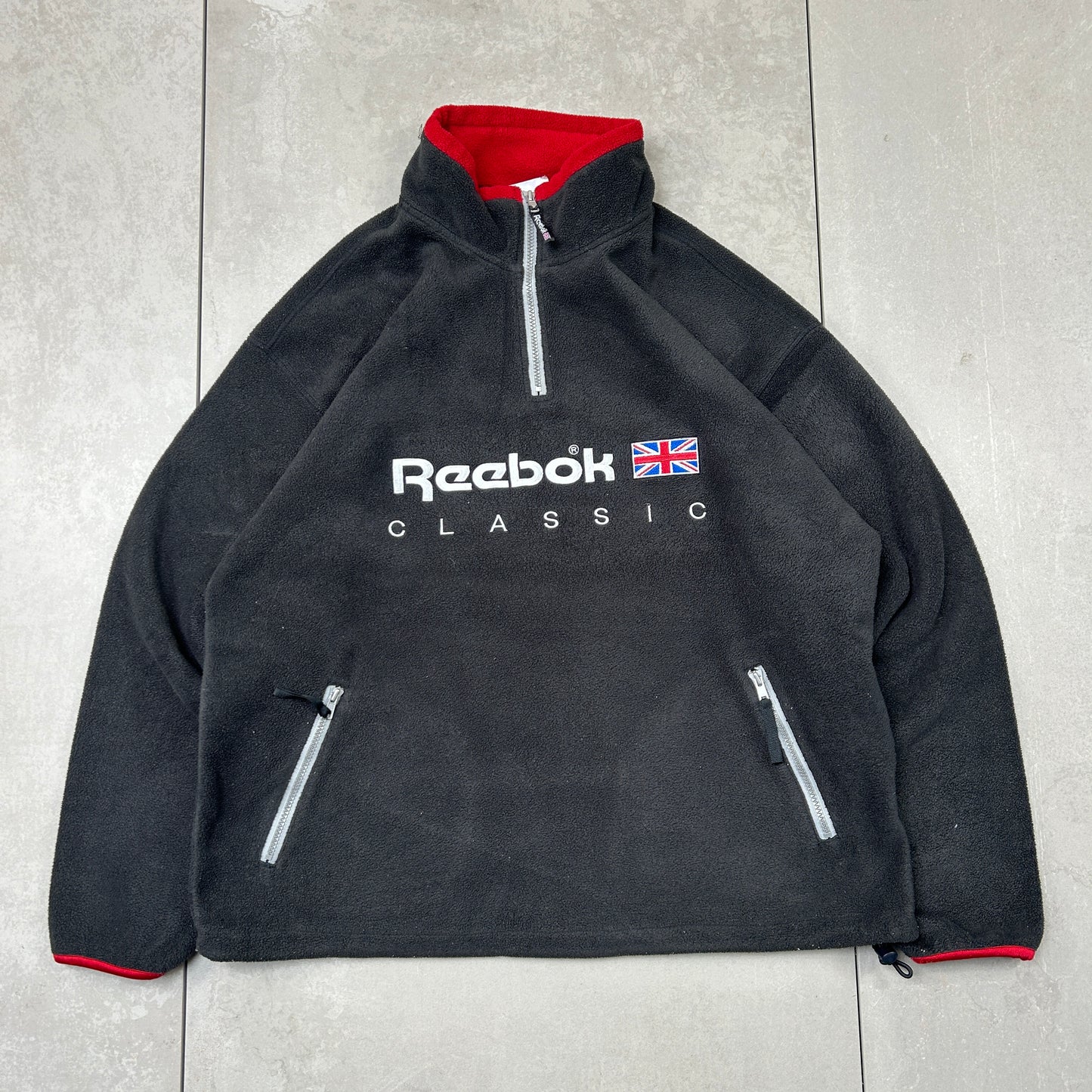 Vintage Reebok Black Fleece Embroidered Sweatshirt - XL