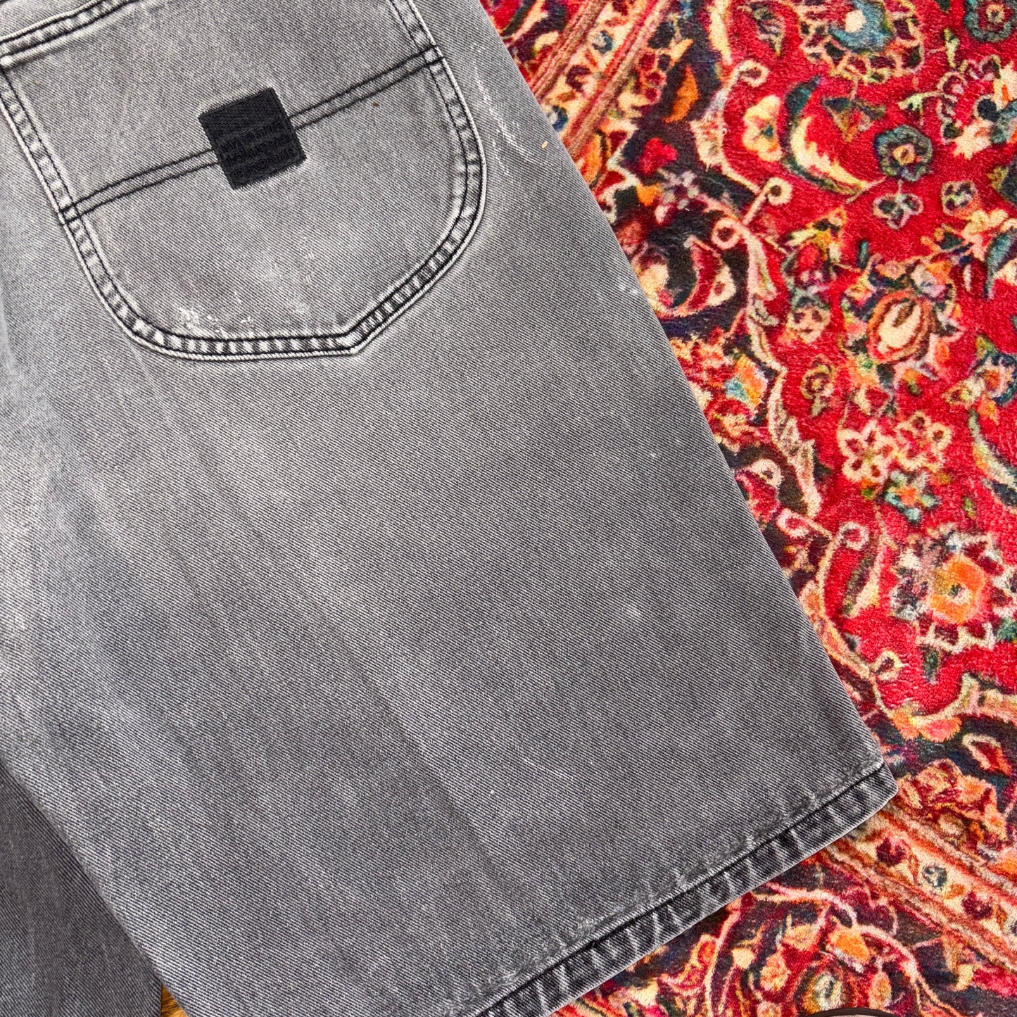 Vintage Marithe Francois Girbaud Embroidered Hip Hop Grey Baggy Shorts Jorts -34