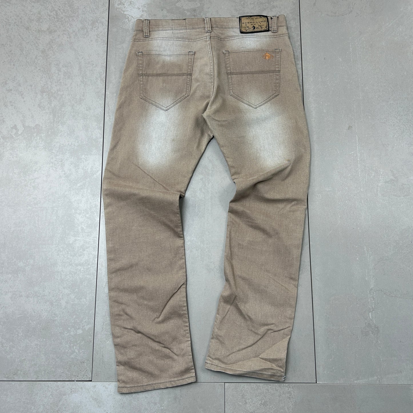Vintage Kosmo Lupo Embroidered Hip Hop Baggy Brown Jeans - 36