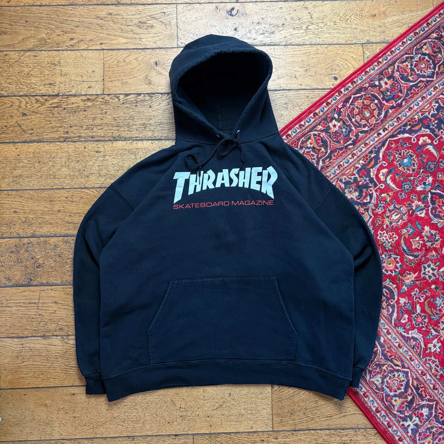 Vintage Thrasher Black Skate Hoodie Sweatshirt - XL