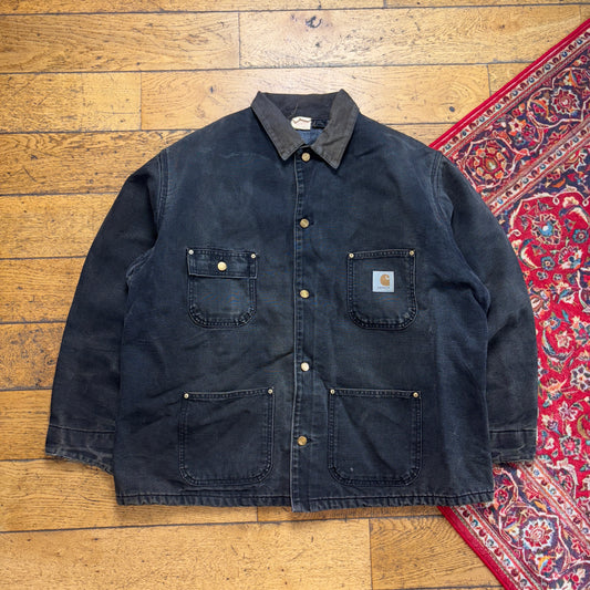Vintage 1998 Carhartt Black Michigan Chore Workwear Jacket - 2XL