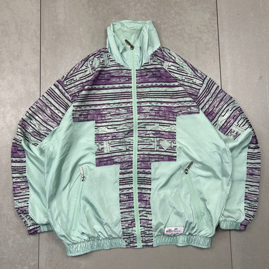 Vintage Ellesse Blue Green Tracksuit Track Shell Windbreaker Jacket - L