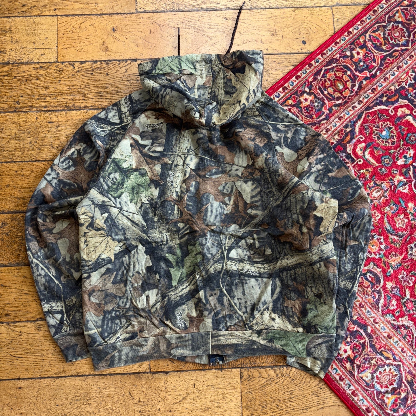 Vintage Realtree Camo Green Zip Hoodie Sweatshirt - L