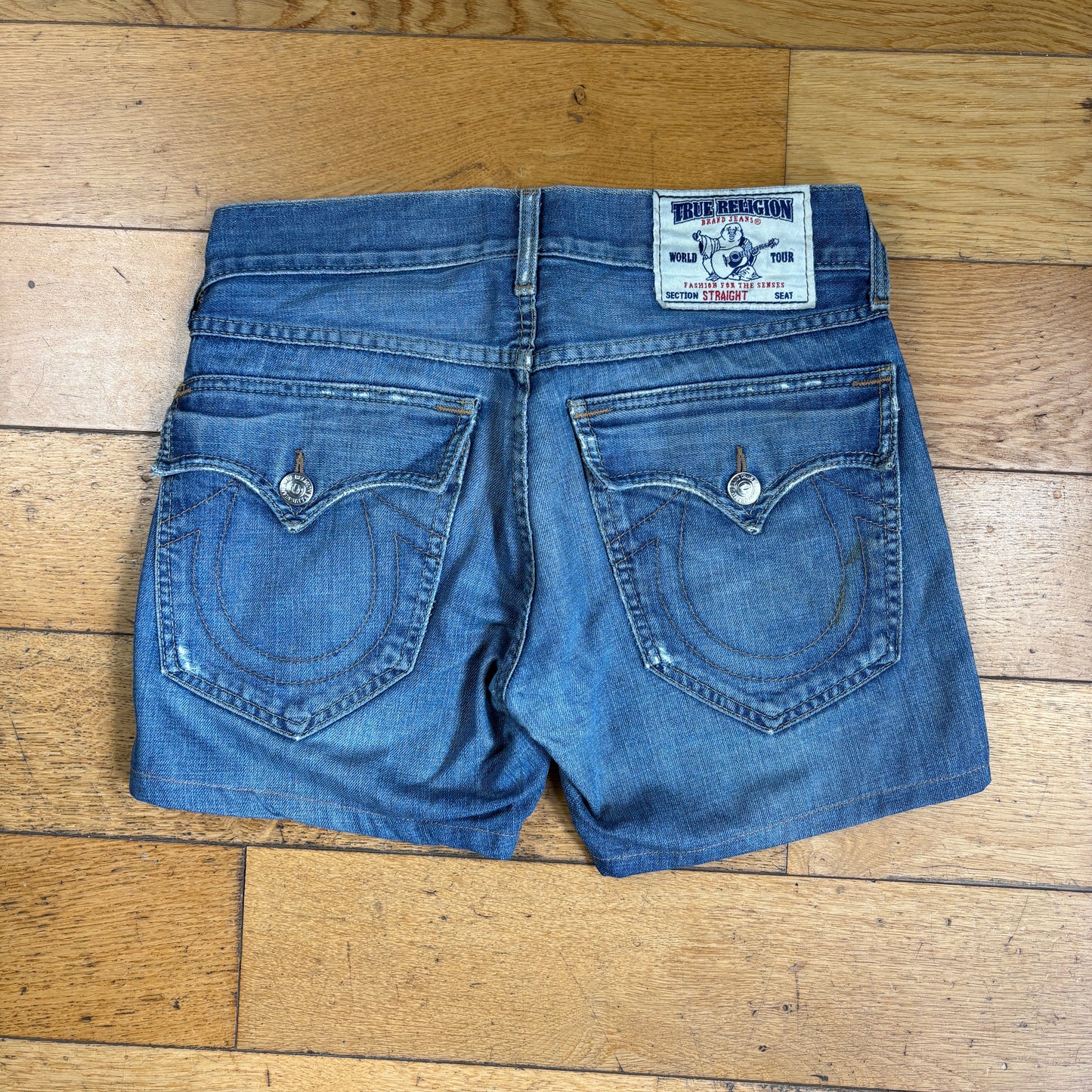 Vintage True Religion Blue Embroidered Y2K Shorts Jorts - 32