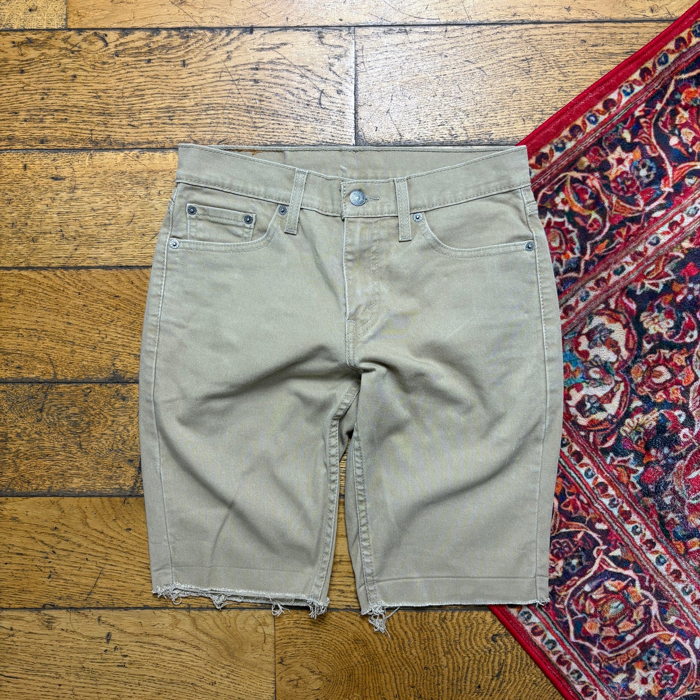 Vintage Levis 511 Slim Cream Denim Shorts - 28
