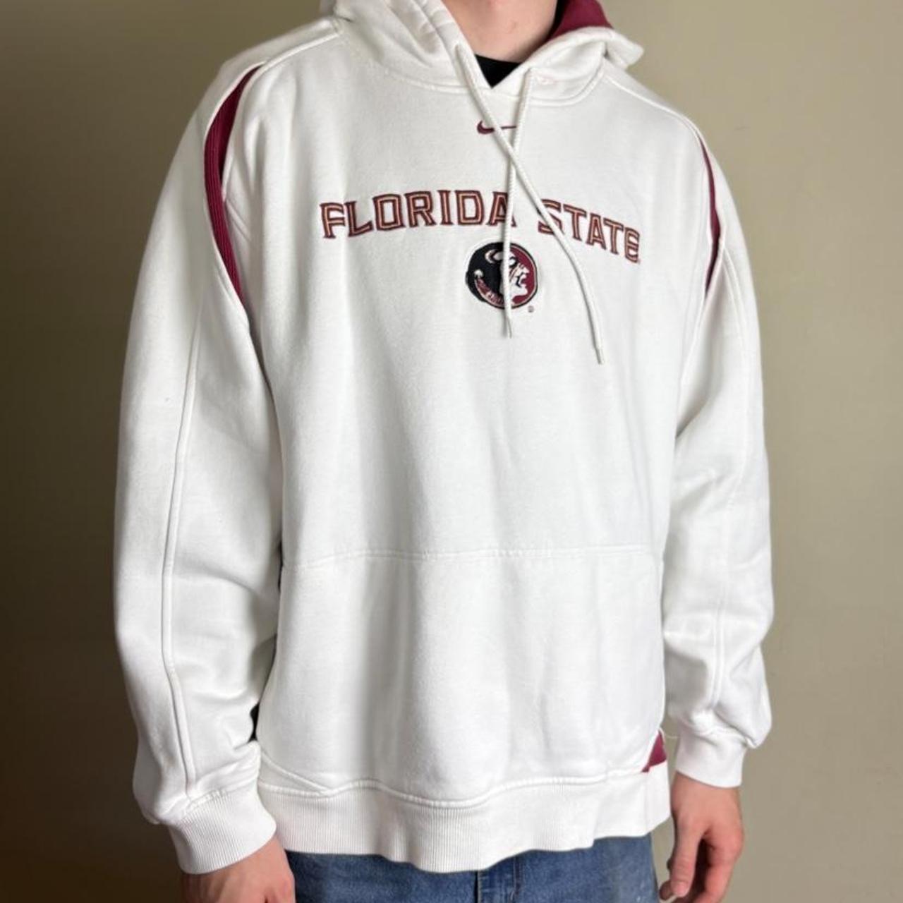 Vintage Nike Florida State White Embroidered Hoodie Sweatshirt - XL
