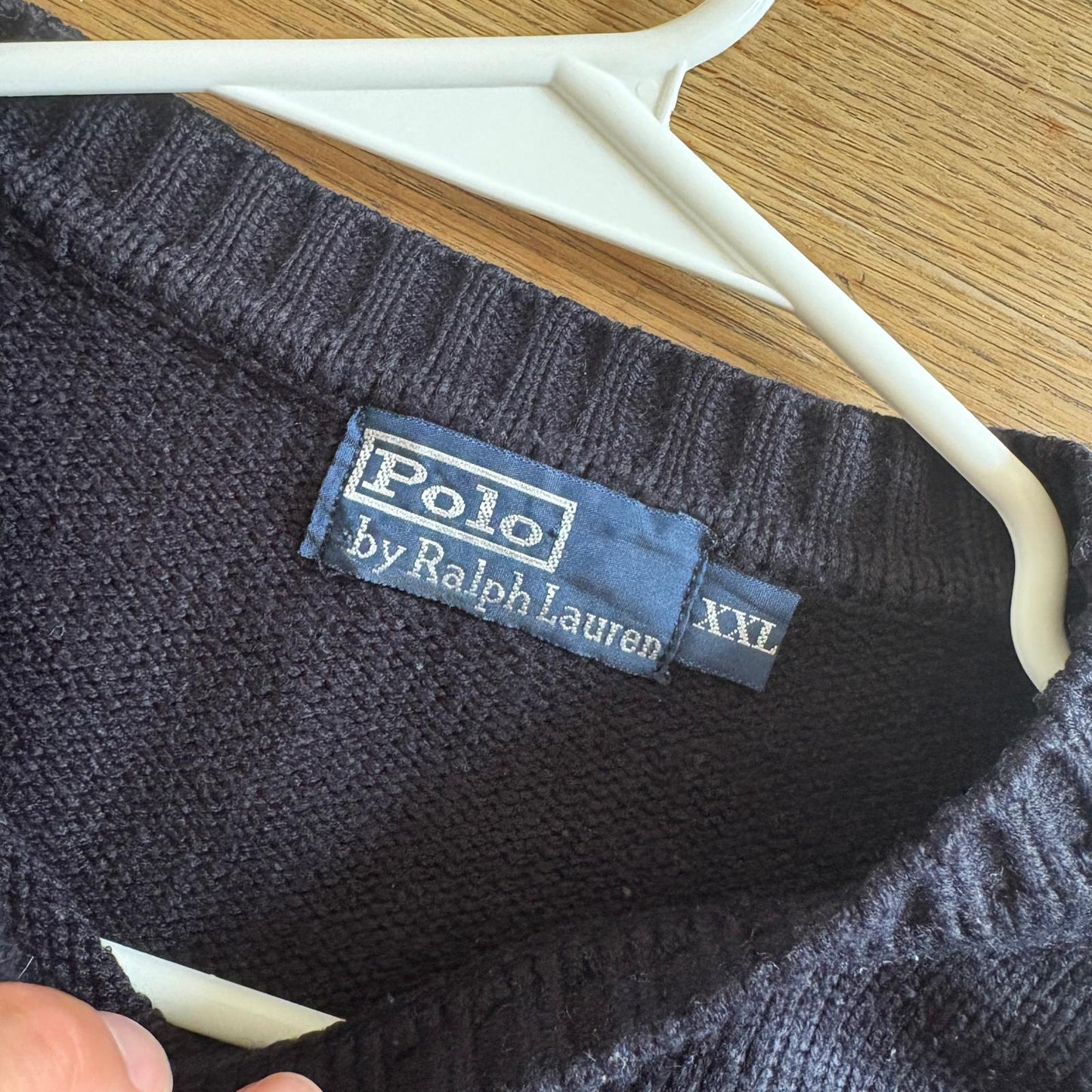 Vintage Ralph Lauren Navy Chunky Knit Crewneck Jumper - 2XL