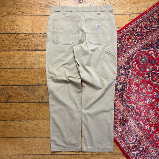 Vintage Carhartt Workwear Carpenter Baggy Cream Trousers - 34R
