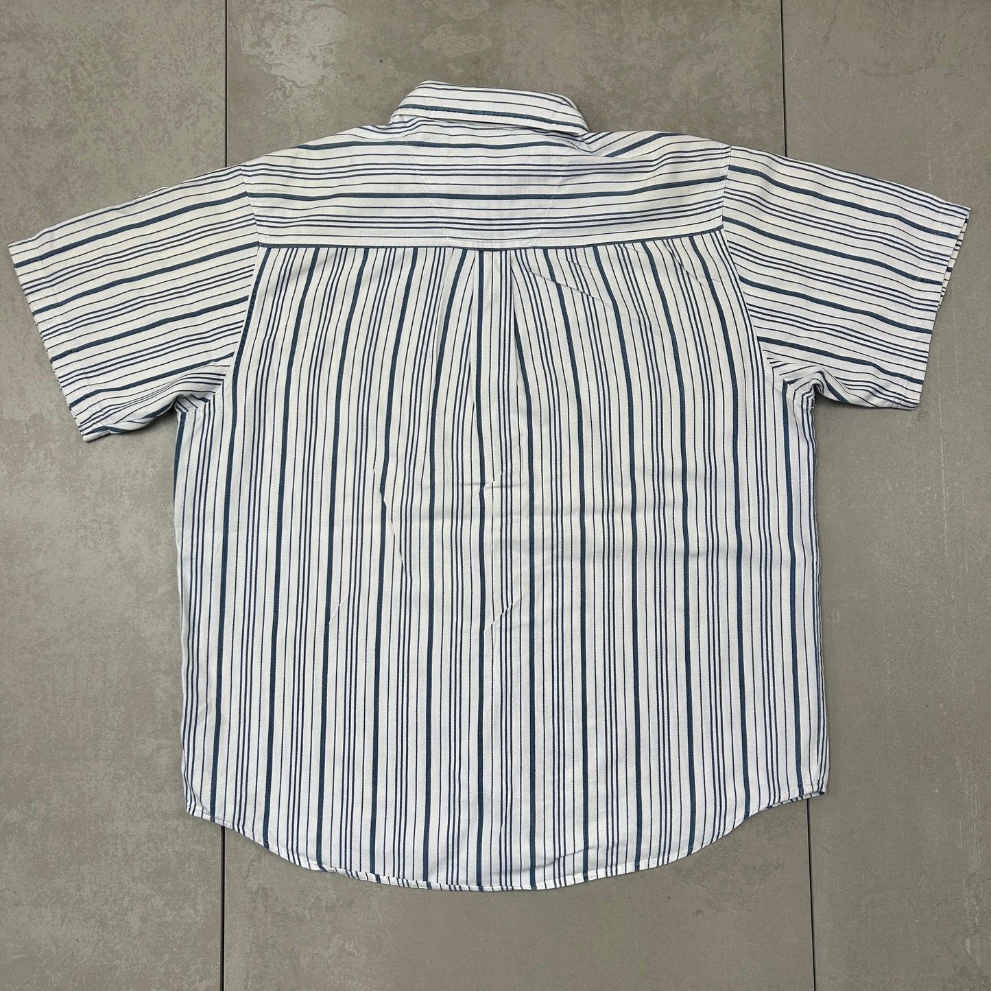 Vintage Wrangler Blue White Stripe Short Sleeve Shirt - XL