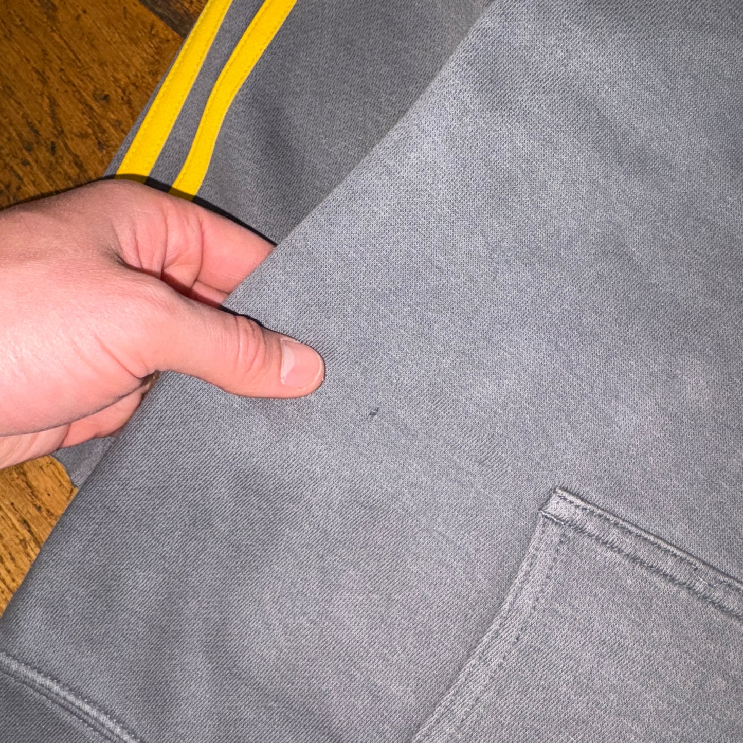 Vintage Adidas y2K Grey Yellow Hoodie Embroidered Sweatshirt - XS