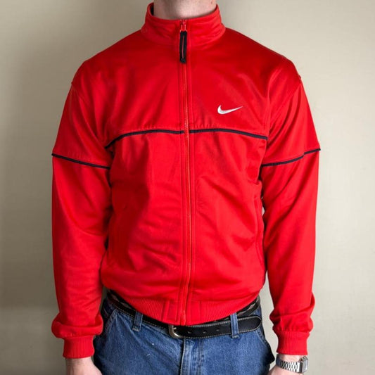 Vintage Nike 90s Swoosh Red Track Jacket - S