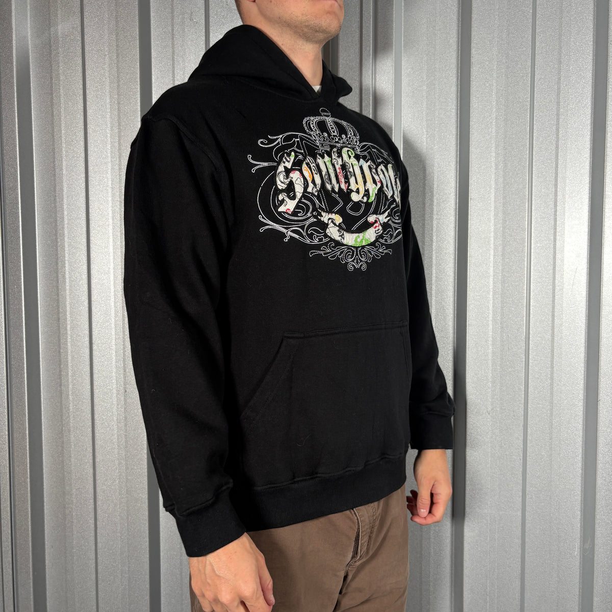 Southpole Black Embroidered Y2K Hip Hop Hoodie Sweatshirt - M