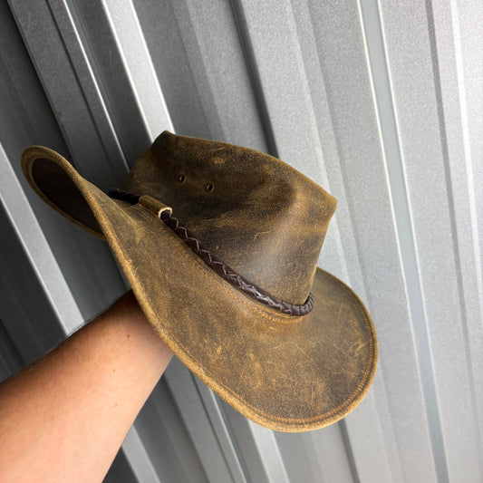 Australian Leather Brown Cowboy Hat - M