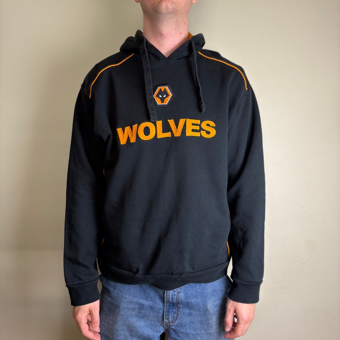 Vintage Wolves Black Wolverhampton Wanderers Hoodie Embroidered Sweatshirt -