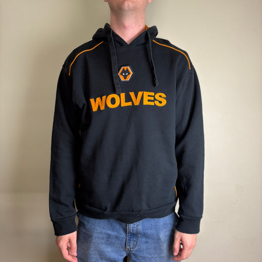 Vintage Wolves Black Wolverhampton Wanderers Hoodie Embroidered Sweatshirt -
