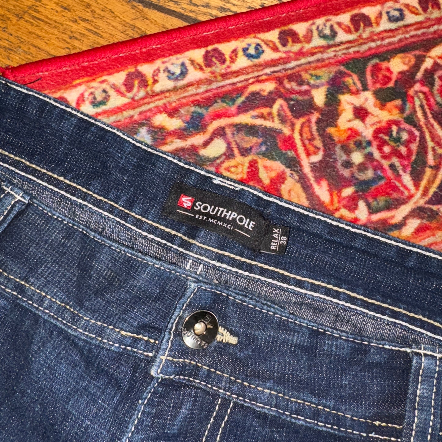 Vintage Blue Southpole Embroidered Y2K Hip Hop Baggy Jeans Shorts Jorts - 40
