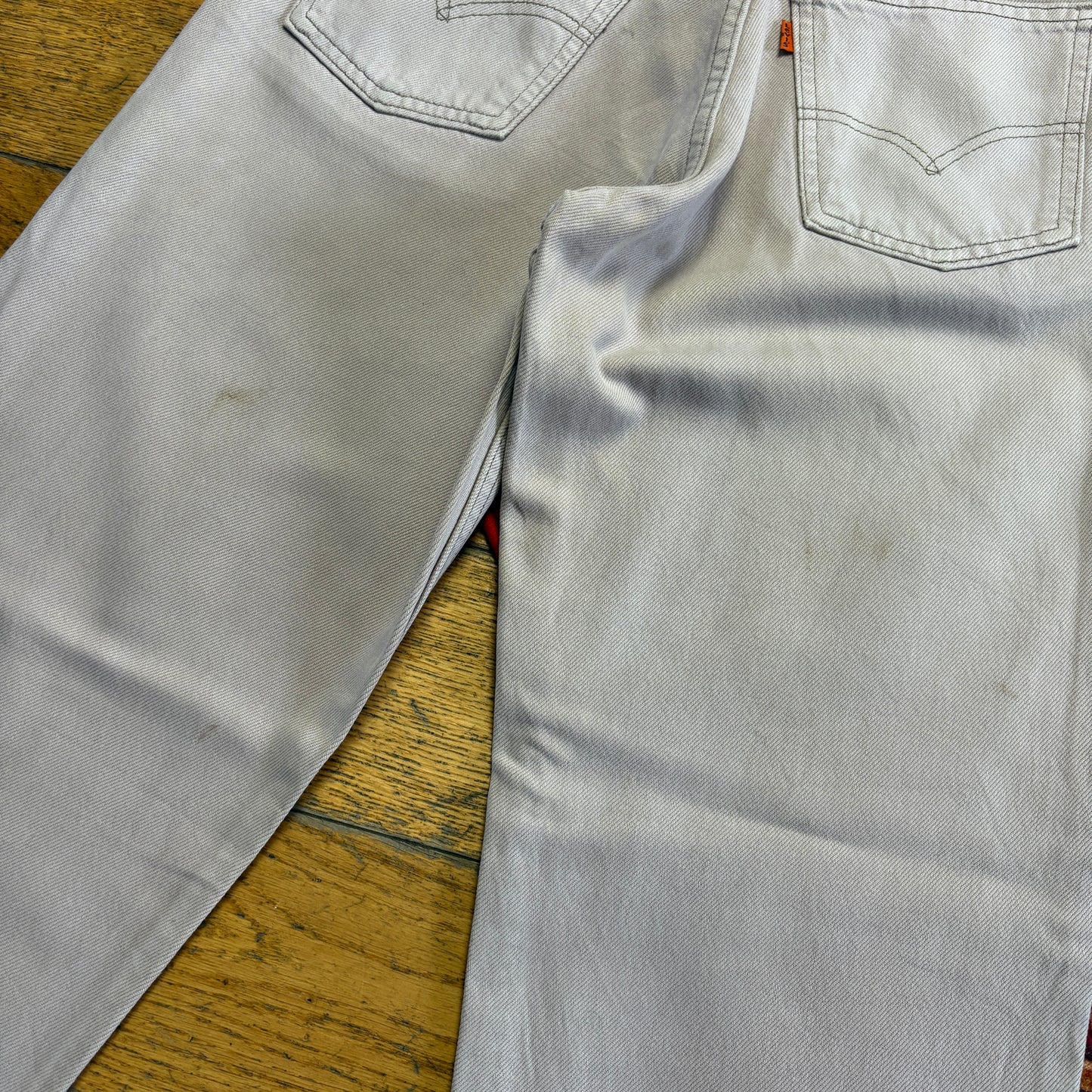 Vintage Levis 618 Orange Tab Straight Cream Denim Jeans - 28R
