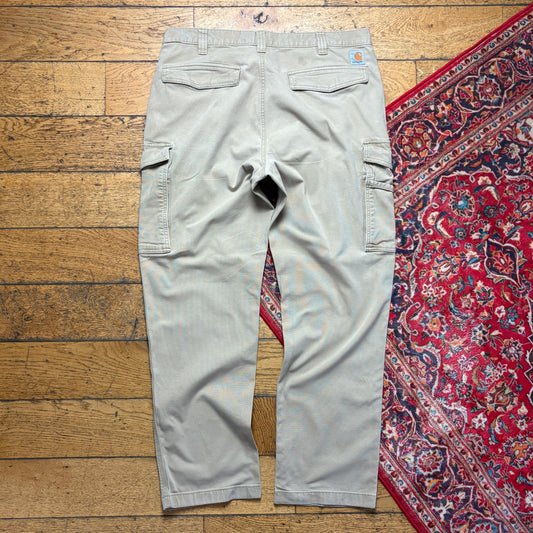 Vintage Carhartt Workwear Cream Cargo Carpenter Baggy Trousers - 38R
