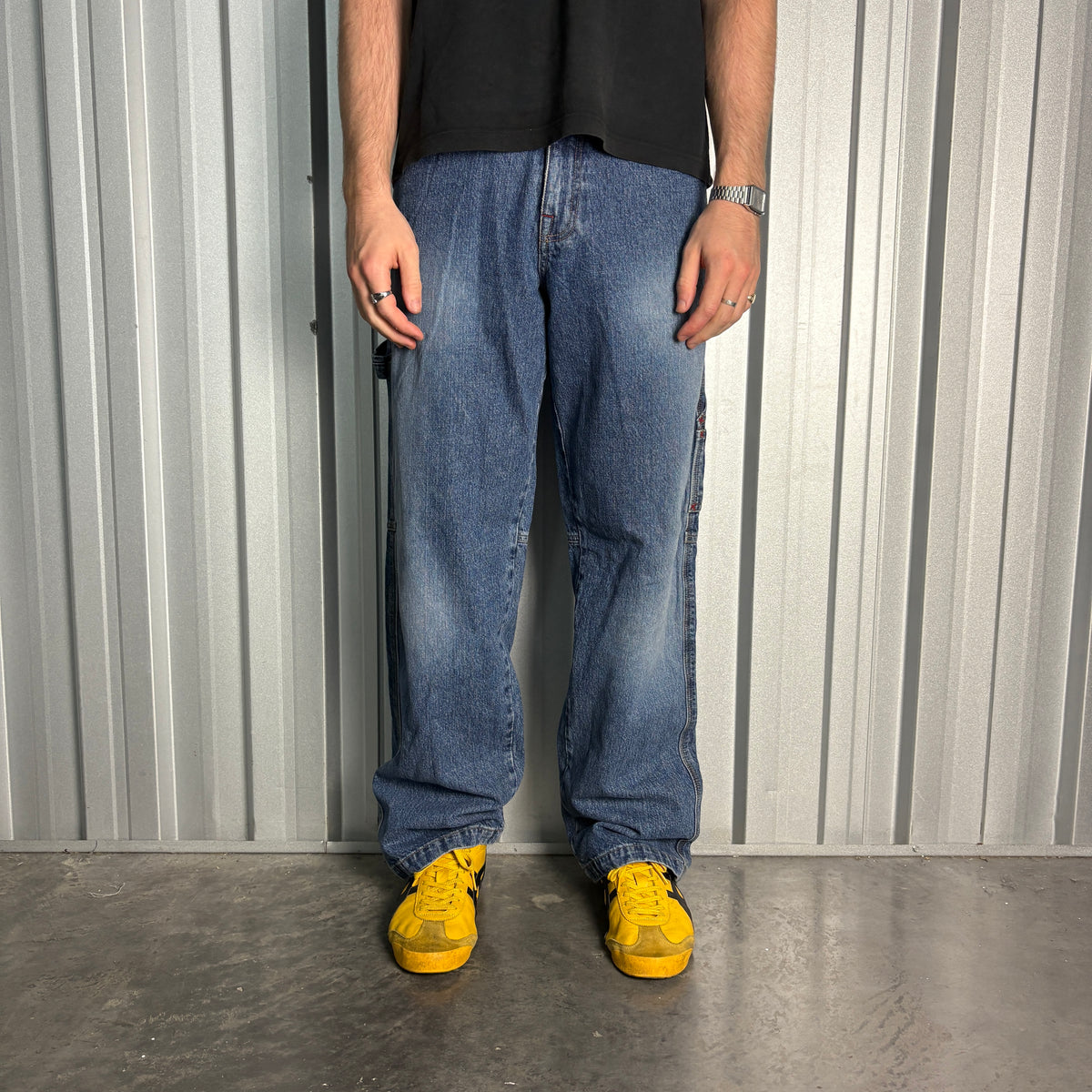 Union Bay Blue Embroidered Carpenter Hip Hop Y2K Baggy Jeans - 31L
