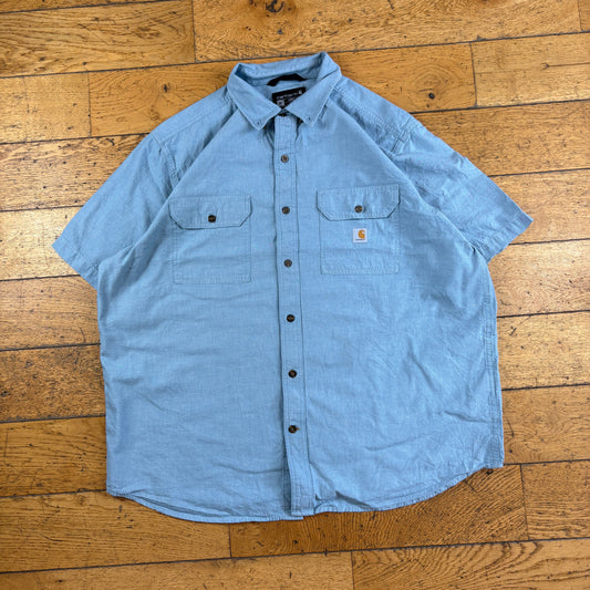 Vintage Carhartt Blue Short Sleeve Workwear Shirt - XL