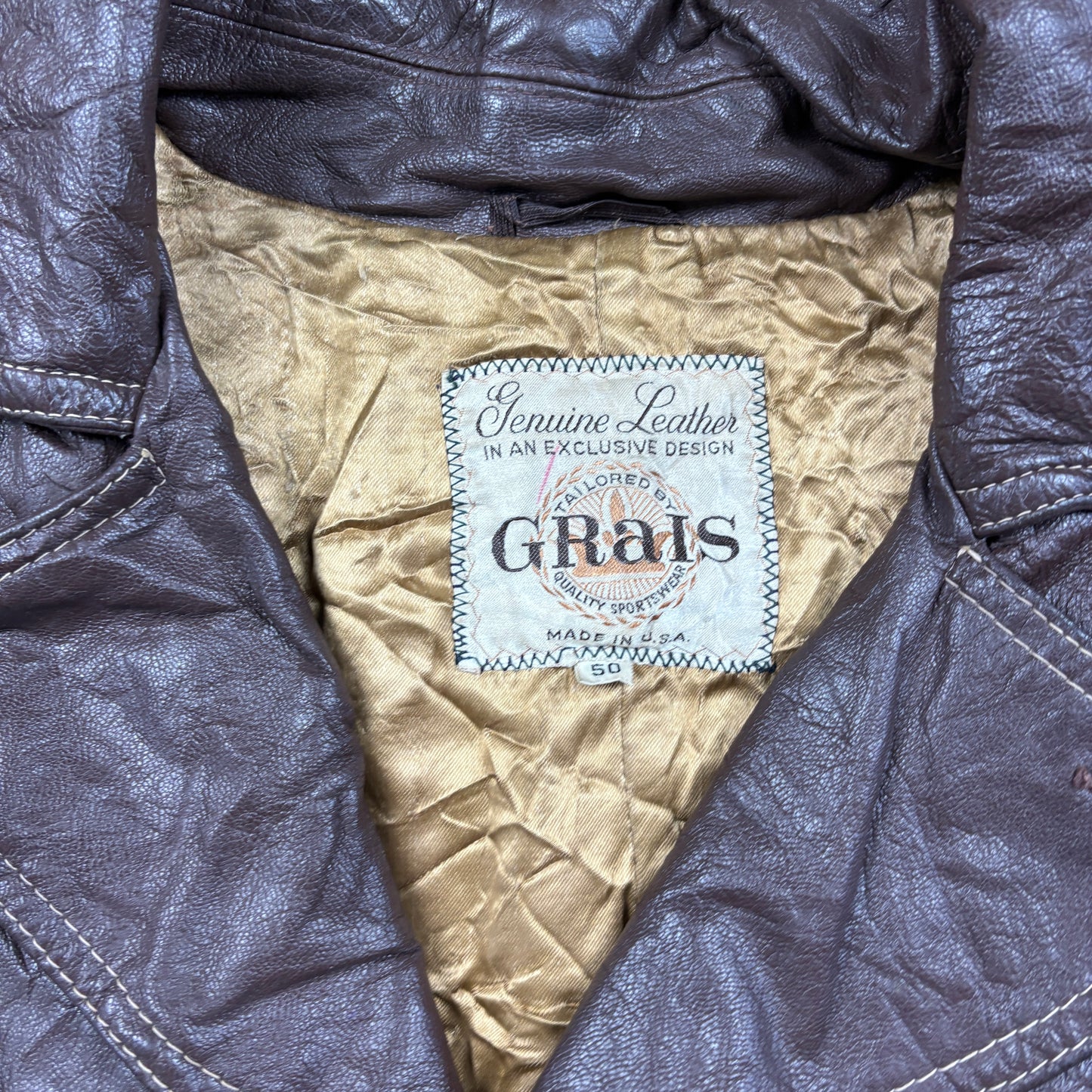 Vintage Brown Burgundy Trench Leather Jacket - L