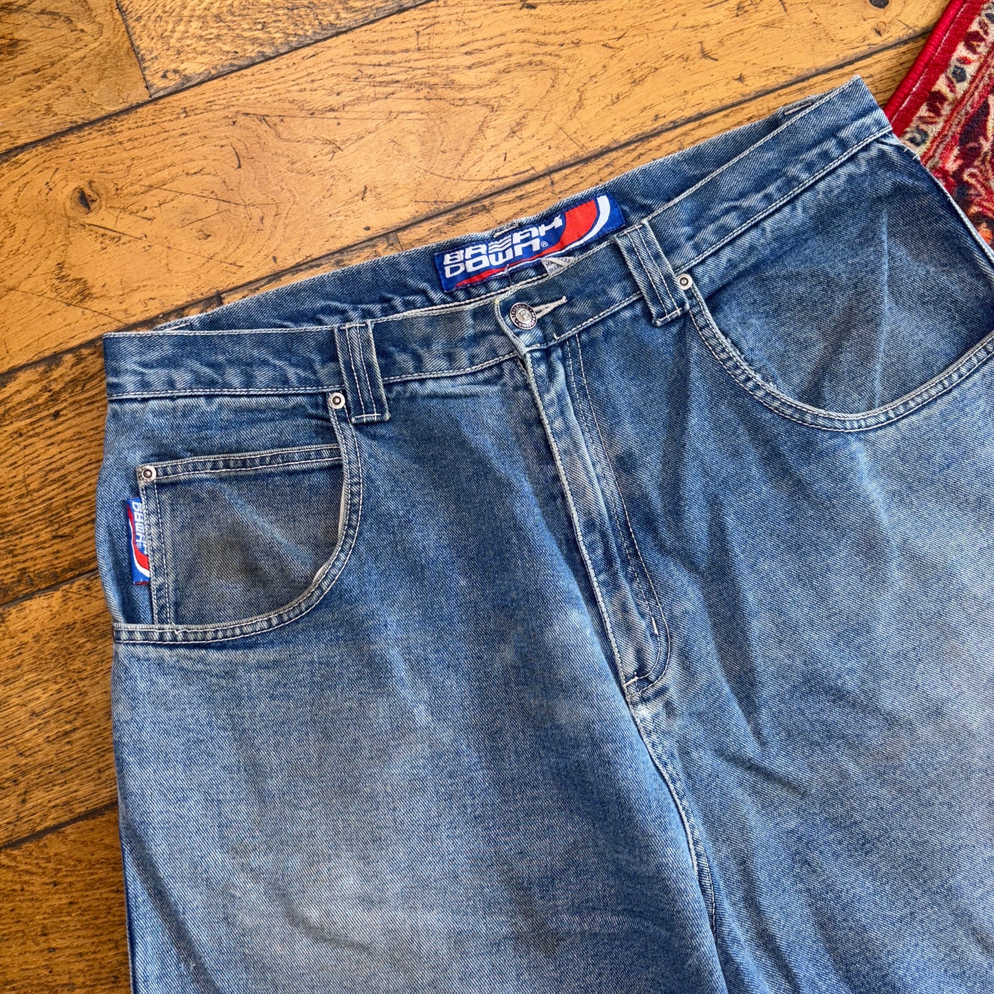 Vintage Break Down y2K Hip Hop Blue Baggy Shorts Jorts - 38