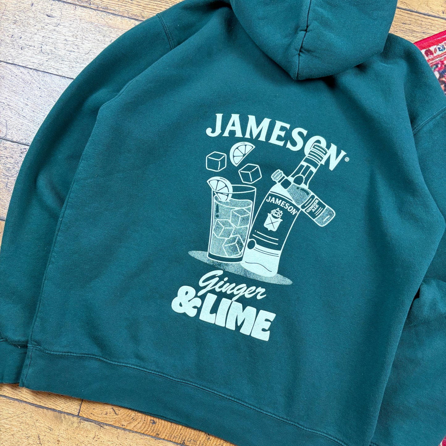Vintage Russell Athletic Jameson Whiskey Green Hoodie Sweatshirt - L