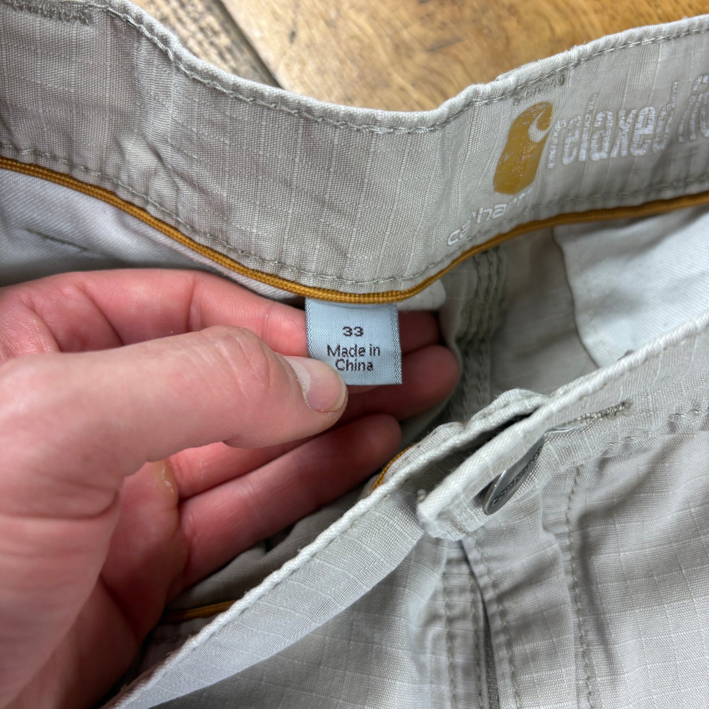 Vintage Carhartt Cream Workwear Baggy Carpenter Shorts - 33