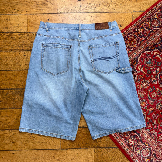 Vintage Phat Farm Embroidered Hip Hop Blue Baggy Shorts Jorts - 40
