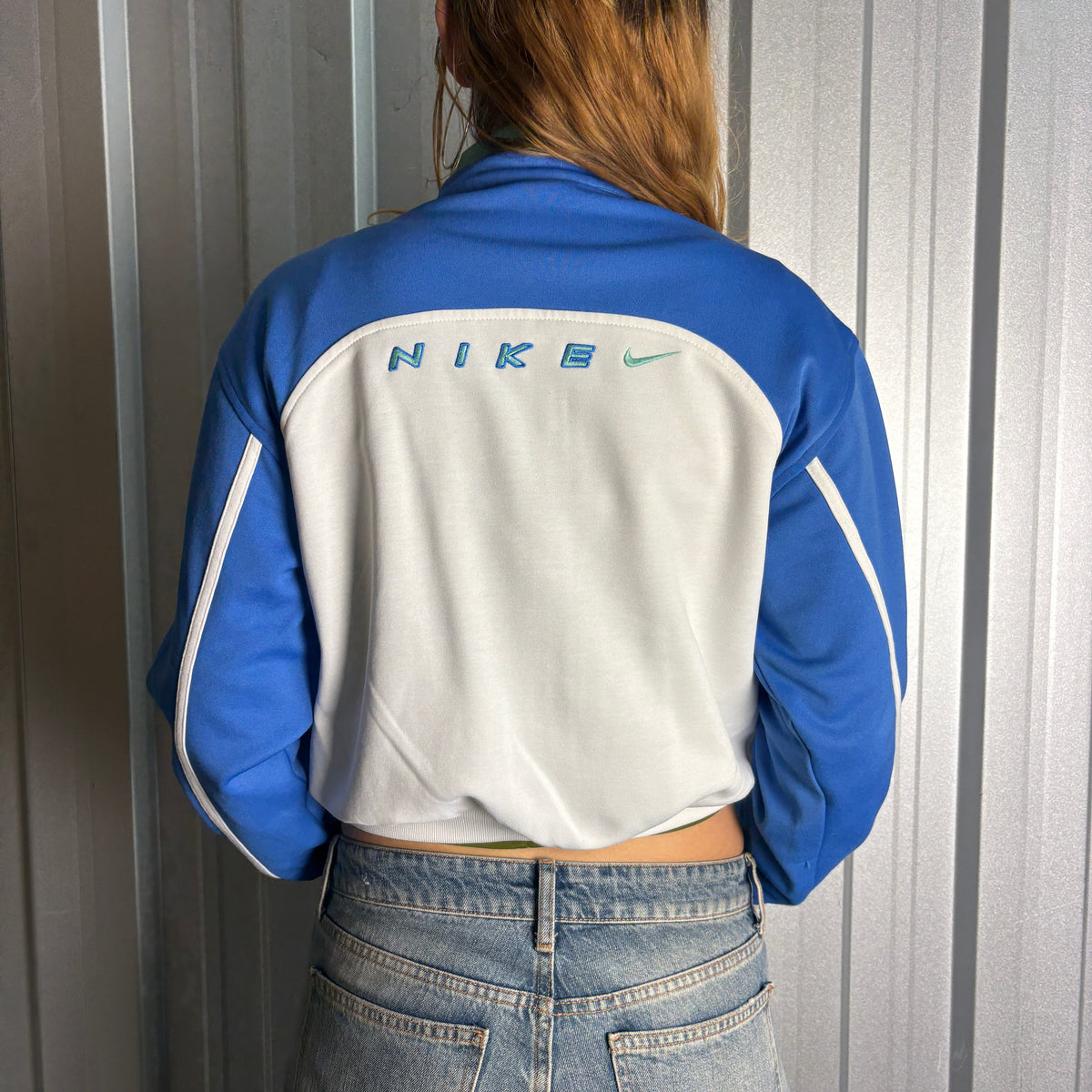 Vintage Nike White Blue Tracksuit Track Womens Jacket - S