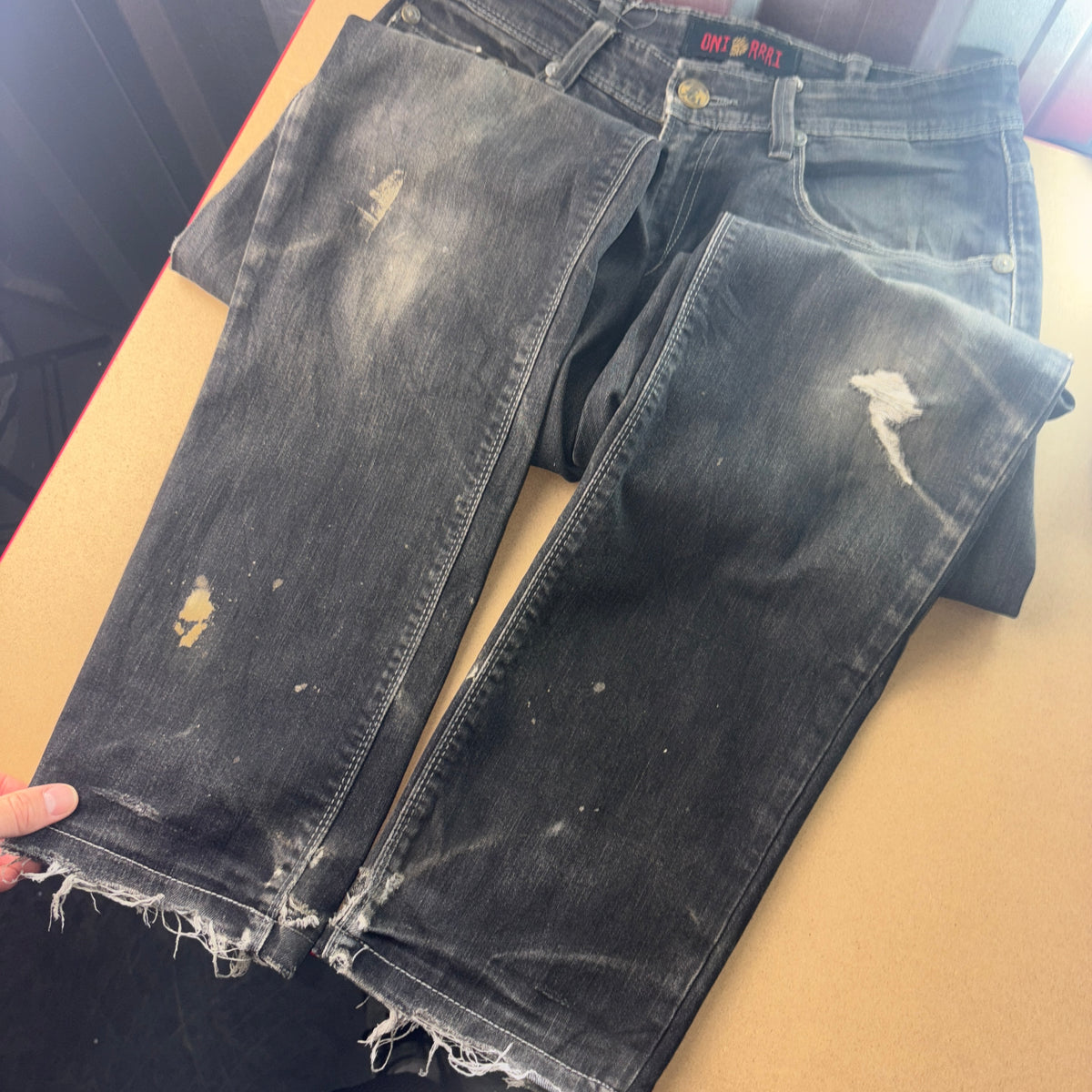 Oniarai Black Embroidered Japanese Denim Hip Hop Y2K Straight Jeans - 30S